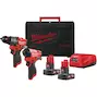 MILWAUKEE M12 FPP2A2-402X FUEL accu-machineset FPD2 + FID2 2-delig in HD Box (2x 4,0Ah accu + lader) - 4933480587