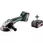METABO W 18 L BL 9-125 haakse accu-slijper in metaBOX 165 L (2x 4,0Ah accu + lader) - 602374510