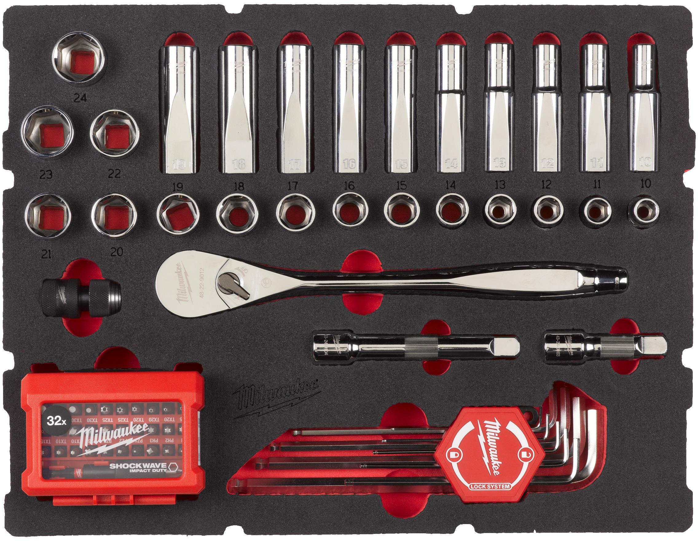 MILWAUKEE 4932480716 ratel-, dop- en inbussleutelset 1/2