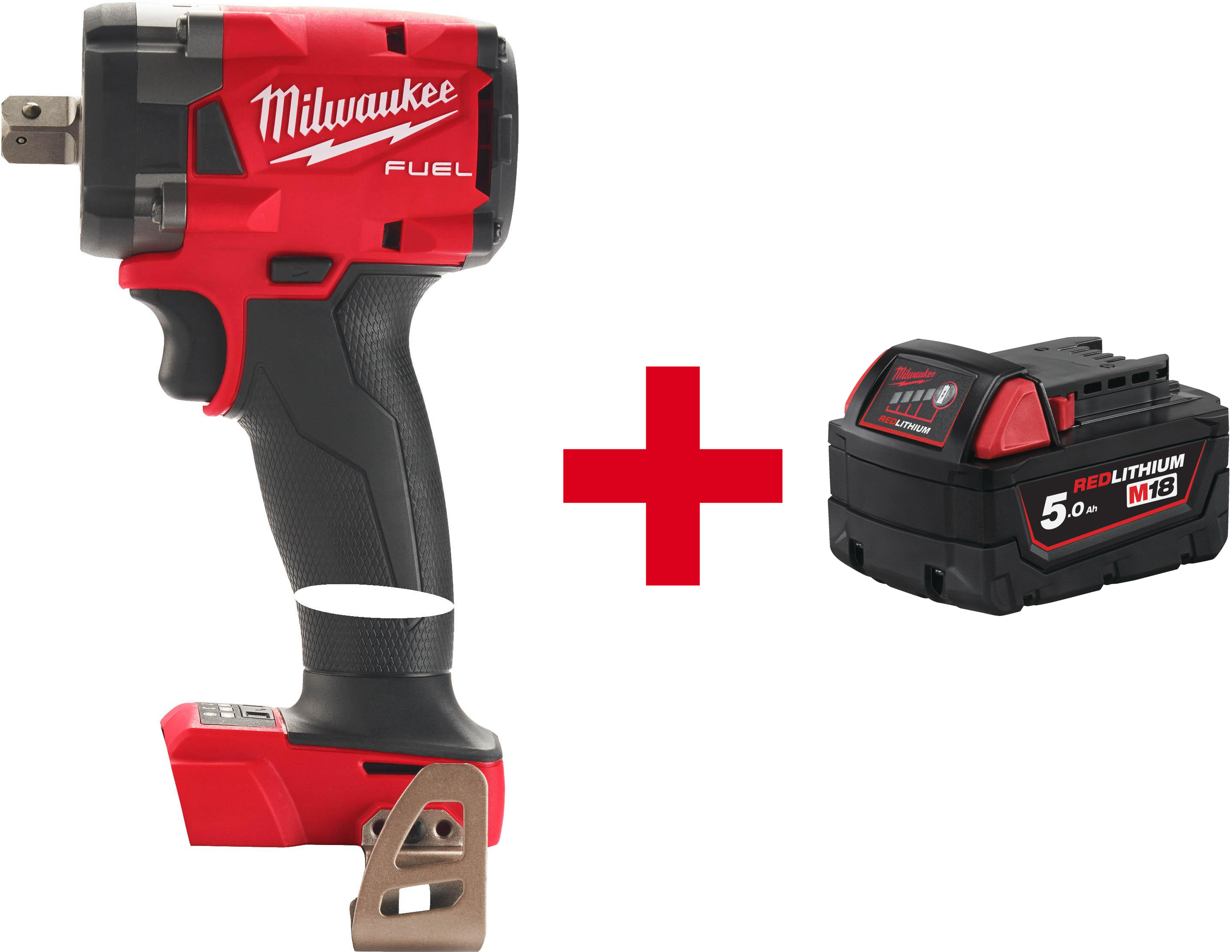 MILWAUKEE M18 FIW2P12-0X Clé à chocs compacte sans fil FUEL 1/2" avec goupille de verrouillage à ressort en HD Box (sans batterie ni chargeur) - 4933478446