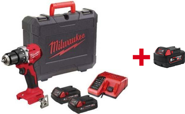 MILWAUKEE M18 BLPDRC-202C perceuse à percussion sans charbon compacte dans une mallette de transport (batterie 2.0Ah + chargeur) - 4933492822