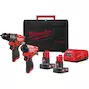 MILWAUKEE M12 FPP2A2-602X FUEL accu-machineset FPD2 + FID2 2-delig in HD Box (2x 6,0Ah accu + lader) - 4933480588