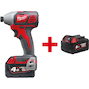 MILWAUKEE M18 BID-402C compact cordless impact screwdriver 1/4" Hex in transport case (2x 4.0Ah battery + charger) - 4933443580