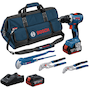 BOSCH GSR 18V-65 accu-schroefboormachine 63Nm met tangenset 3-delig in tas (2x 5,0Ah accu + lader) - 0615A5007J