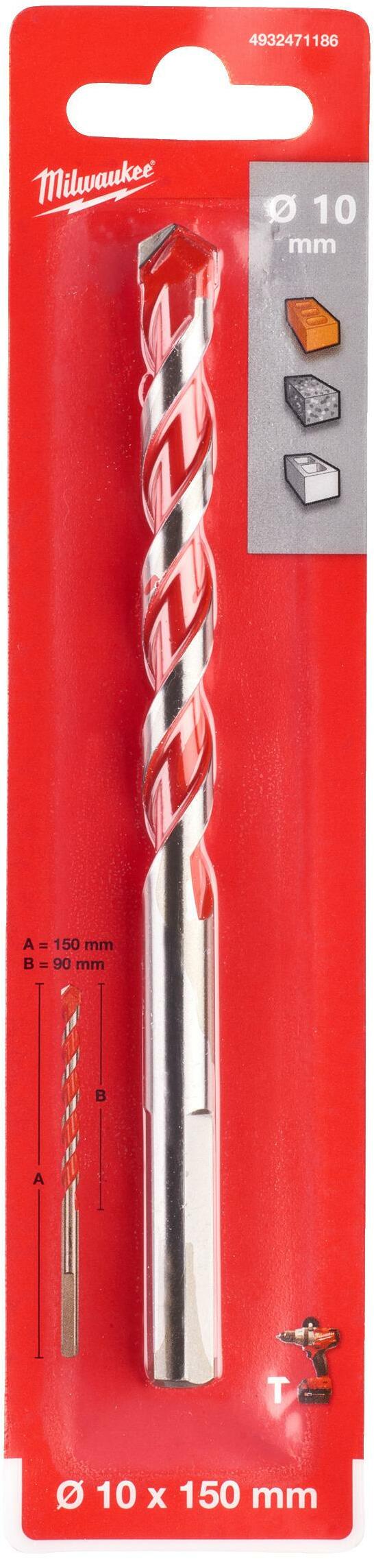 MILWAUKEE 4932471186 Premium concrete drill bit 3 flat shank HDB ...