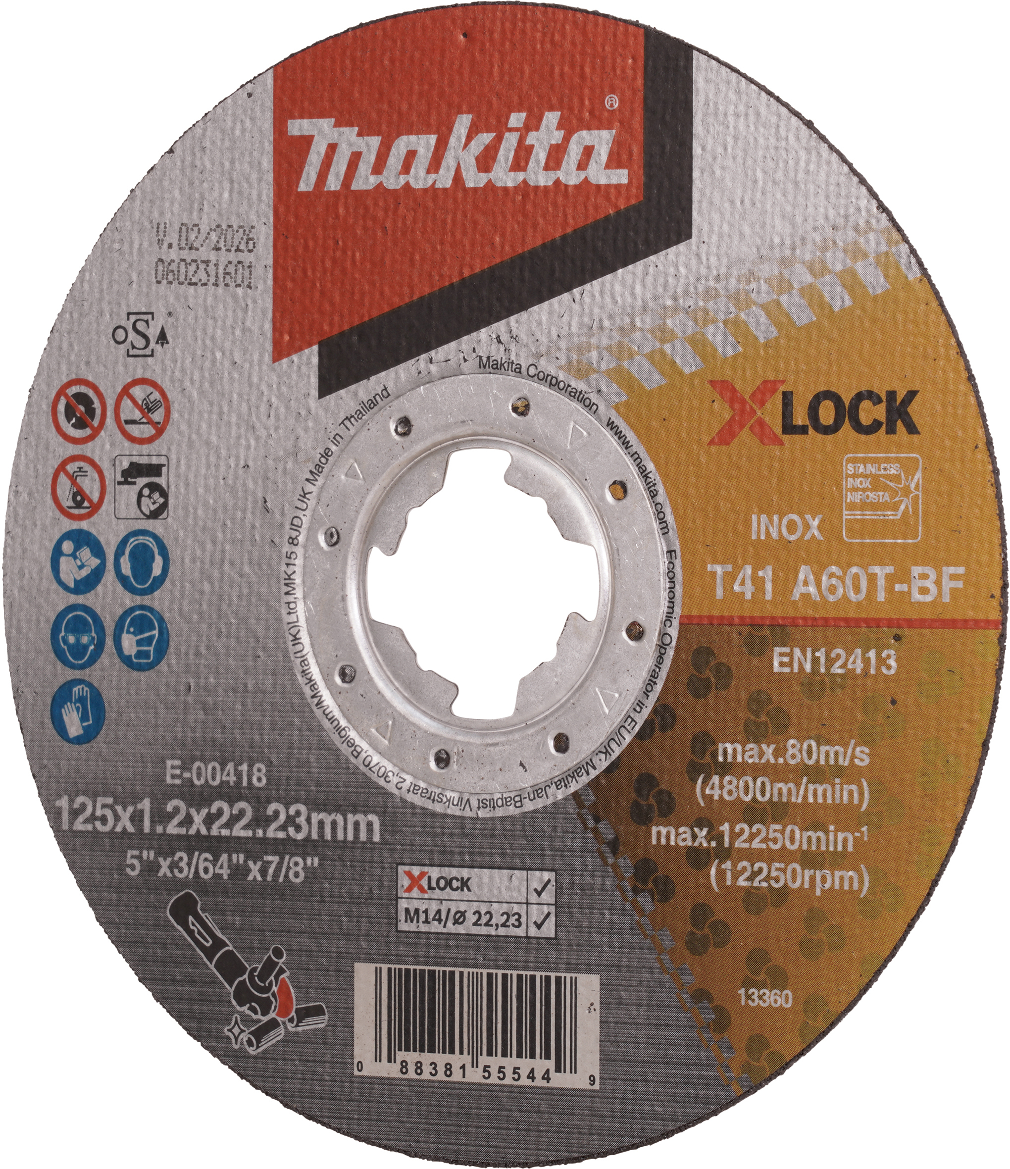 MAKITA E-00418 Doorslijpschijf X-Lock voor inox 125x1,2x22,23mm