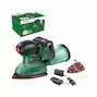 BOSCH EasySander 18V-18 accumultischuurmachine met 3 Red Wood schuurbladen in kartonnen doos (1x 2,0Ah accu + lader) - 06033E3002