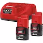 MILWAUKEE M12 NRG-202 kit de chargement de batterie (2x 2.0Ah batterie + C12 C chargeur) - 4933459209