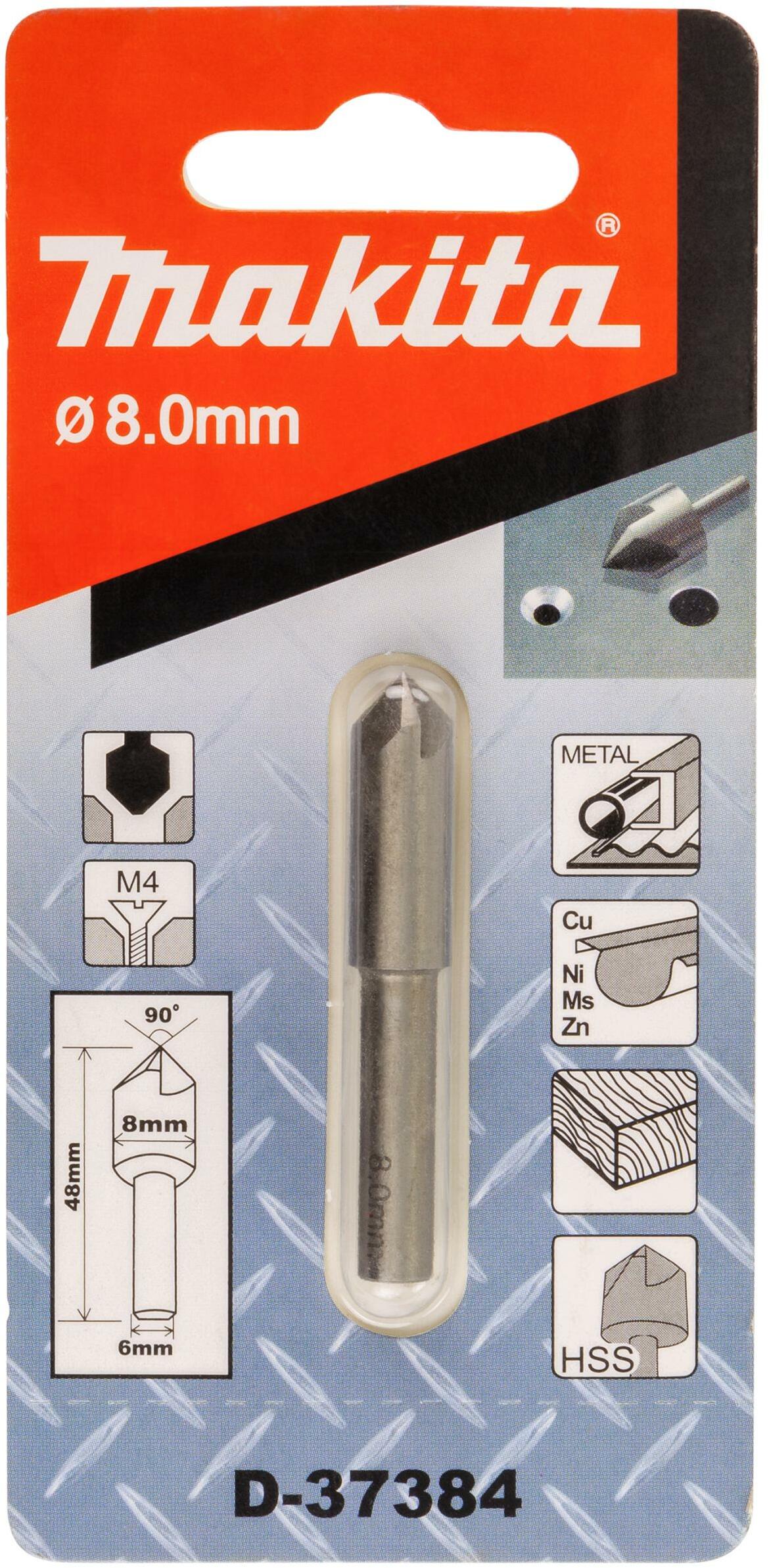 MAKITA D-37471 verzinkboor met 3 90°snijders, cilindrische schacht