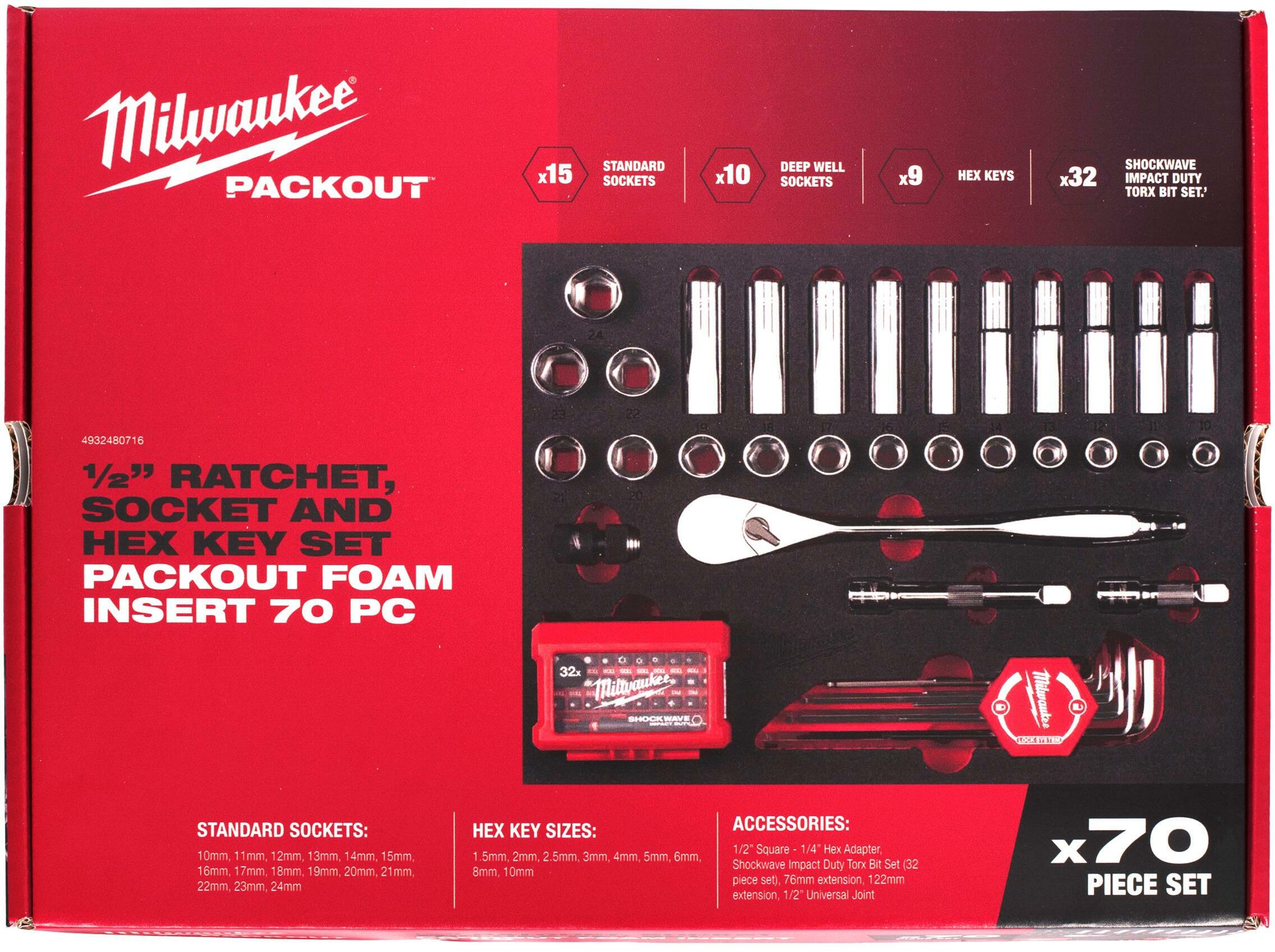 MILWAUKEE 4932480716 ratel-, dop- en inbussleutelset 1/2