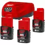 MILWAUKEE M12 NRG-303 kit de chargement de batterie (3x 3.0Ah batterie + C12 C chargeur) - 4933459207