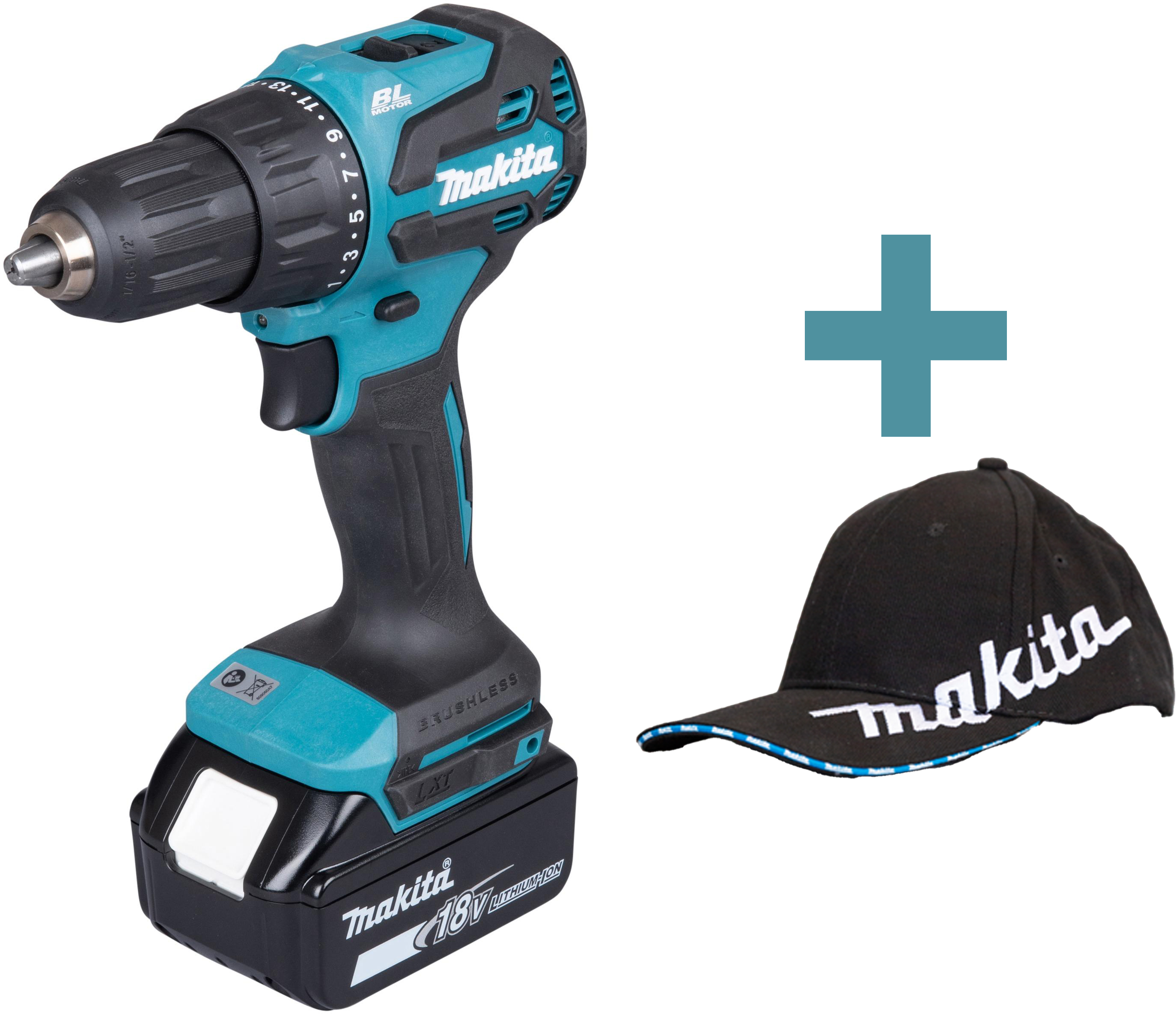 MAKITA DHP490RMJ 18V LXT cordless impact drill in MAKPAC II (2x 4.0Ah battery + charger)