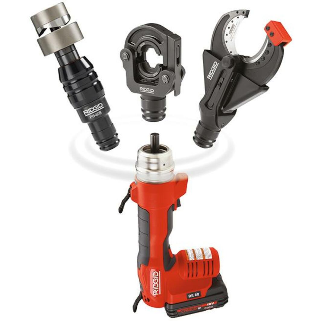RIDGID RE 60 battery-hydraulic tool with SC-60C scissor cutter head, LR ...