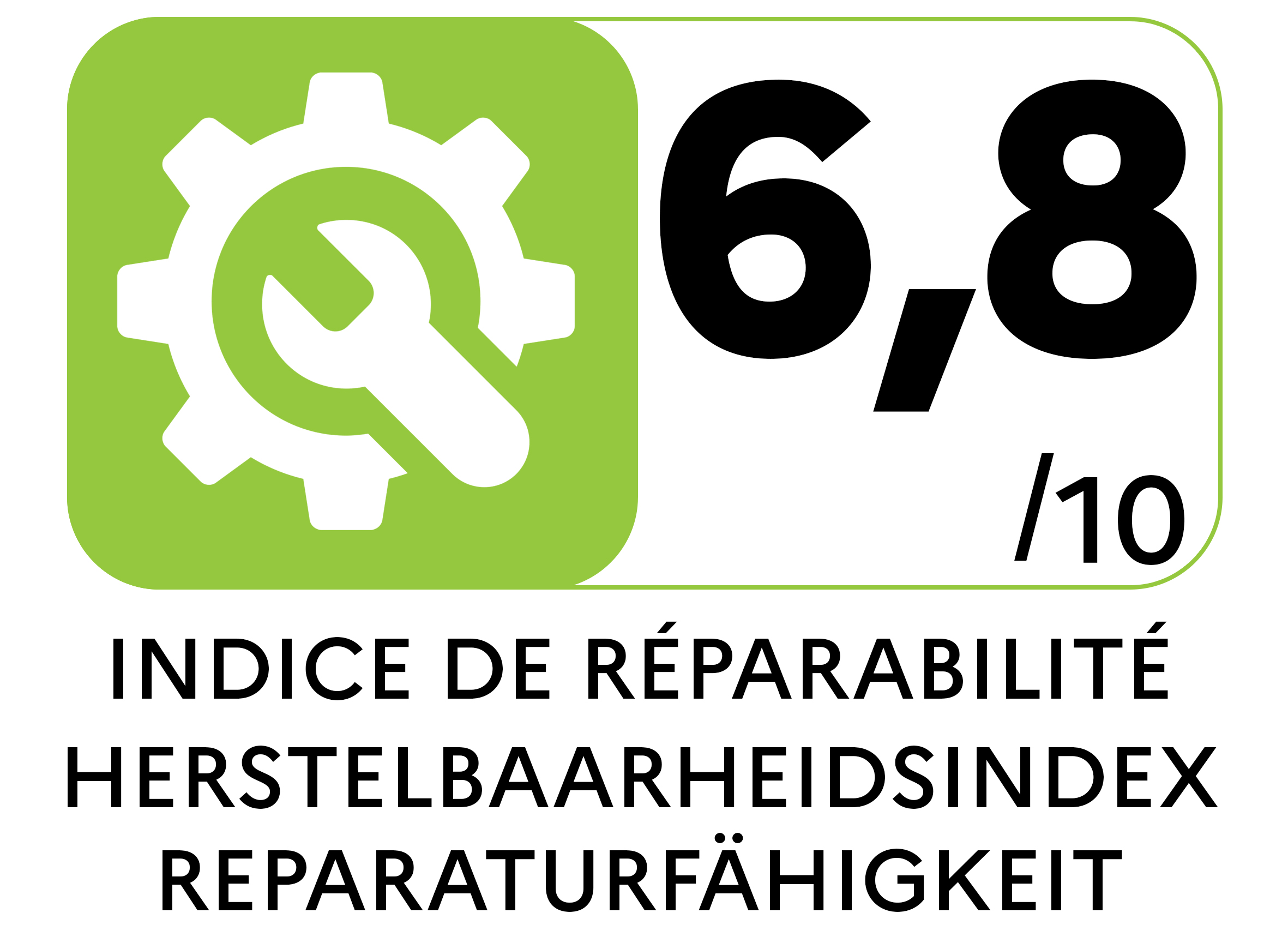 De herstelbaarheidsindex toont hoe makkelijk je een product kan herstellen. Hoe hoger de score (0 10