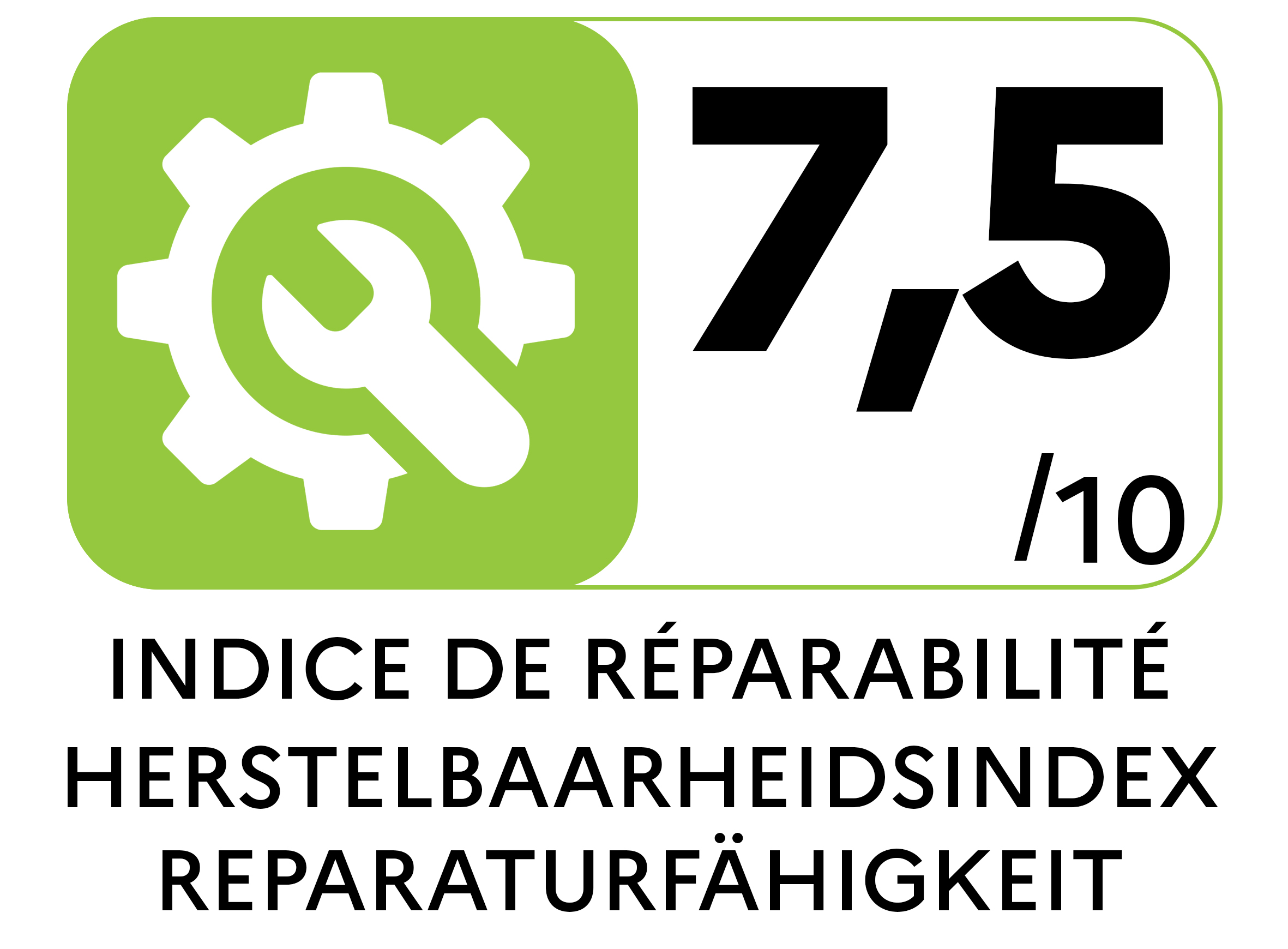 De herstelbaarheidsindex toont hoe makkelijk je een product kan herstellen. Hoe hoger de score (0 10