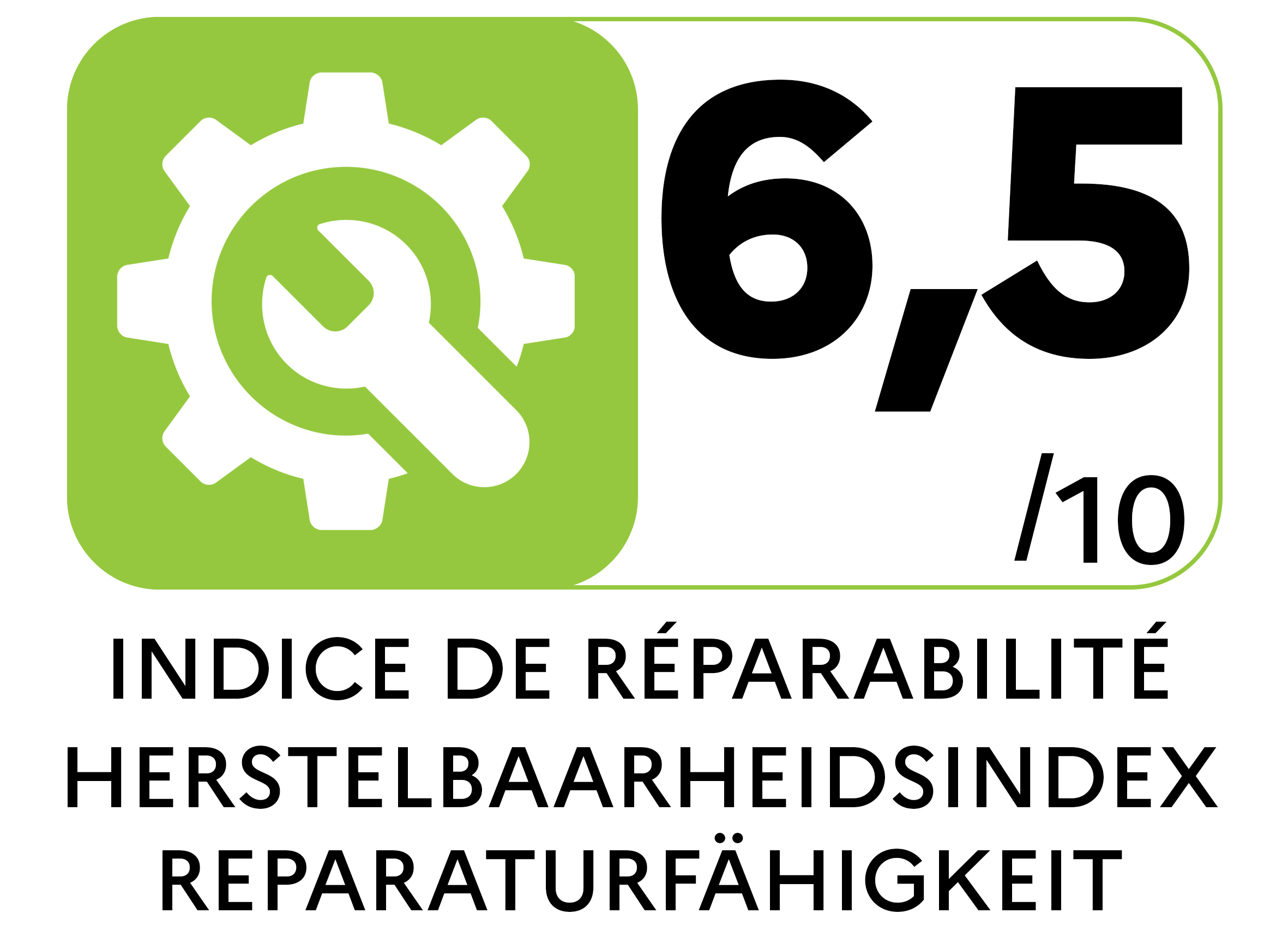 De herstelbaarheidsindex toont hoe makkelijk je een product kan herstellen. Hoe hoger de score (0 10